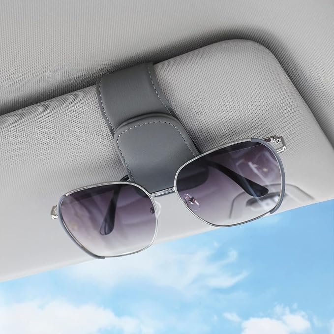 Sunglass Holder for Car Sun Visor Sunglasses Clip Car accessories -Gray | sun visor organizer, ticket card clip, eyeglass sunglasses holder, one-handed magnetic, anti-scratch, car stuff for women men