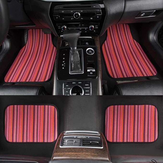 CAR PASS Carpet Floor Mats Full Set Front and Back Universal fit for Suvs,Vans,Trucks, 4 Pieces (Red)