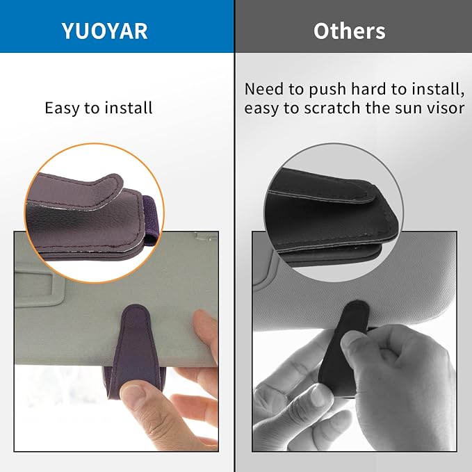 Yuoyar 2 Packs Magnetic Sunglass Holder for Car Visor (Purple) | Magnetic Interior Car Accessories
