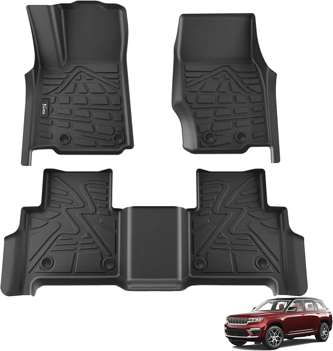 KARPAL Floor Mats for 2022-2025 2026 Jeep Grand Cherokee WL 5-Seat (Include 4xe, not for L), All Weather TPE Custom Fit Floor Liners Car Mats Accessories