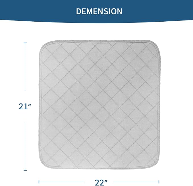 Waterproof Chair Pads for Incontinence 22" x 21", 4 Pack Non Slip Absorbent Wheelchair Reusable Seat Protector, Washable Seat Covers for Chairs, Gray