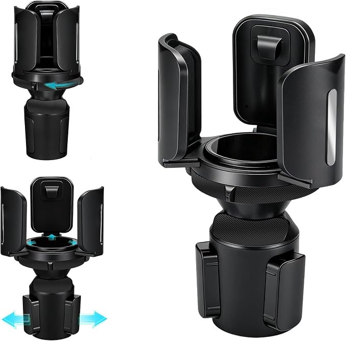 Car Cup Holder Expander, Auto Cup Organizer Expander Holder, Auto Insert Cup Holders with Adjustable Base, Automatic Car Cup Holder Expander Holds Large Water Bottles for Most Coffee Mugs