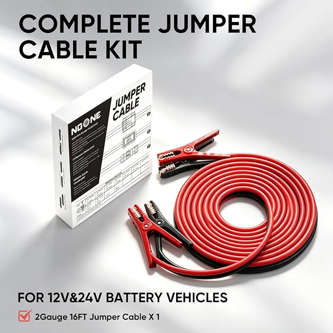 NOONE Jumper Cables for Car Battery - 2 Gauge 16 FT 800Amp Heavy Duty Automotive Booster Jumper Cables for Jump Starting Dead or Weak Batteries (2AWG x 16Ft)