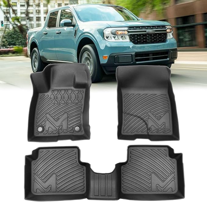 TPE Automotive Floor Mats Custom for 2022-2026 Ford Maverick (Not for Hybrid) &21-25 Bronco Sport, All Weather Cover Protection Waterproof Black Floor Liner Front & Rear Row Full Set Car Mats, 3PCS