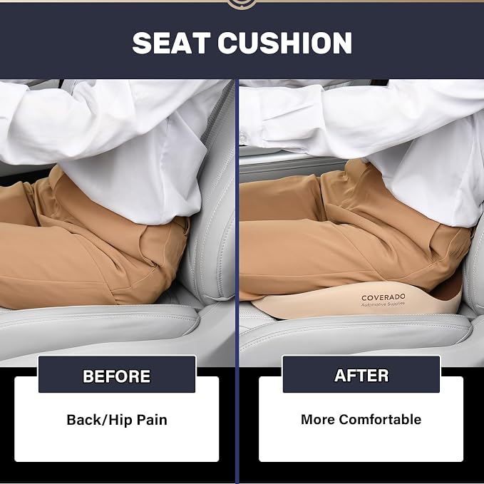 Coverado Lumbar Support and Car Neck Pillow, Ergonomic Memory Foam Desk Chair Cushion and Headrest Pillow for Car Office Chair, Sciatica & Neck & Tailbone Cushion-Black&Gray