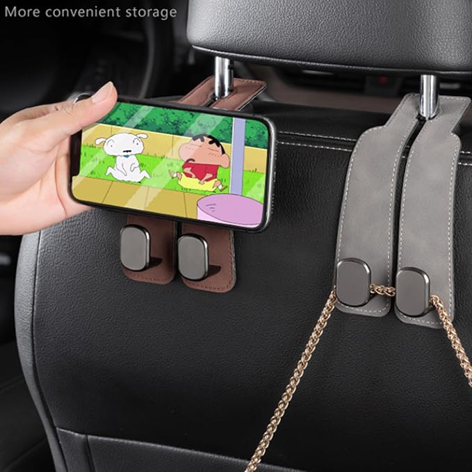 Amelity Car Headrest Hooks, Purse Hook for Car 2 Pack Black | Universal Car Interior Accessories for Women, Available in 2/4 Pack, Storage Hanger Holds Purses, Backpacks, Grocery Bags