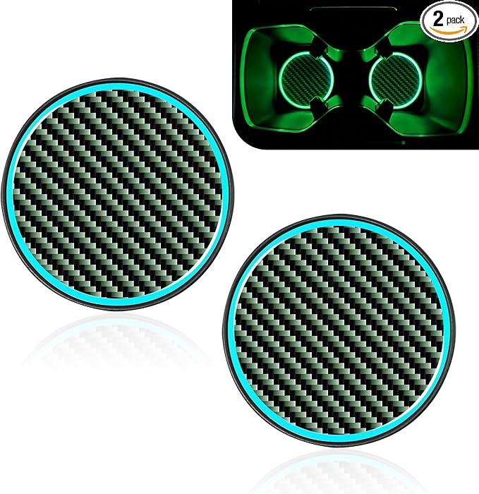2PCS Car Cup Holder Coaster, Car Cup Holder Insert, 2.83" Insert Water Bottle Holder Pads, Auto Accessories Non-Slip Luminous Cover Scratches Automotive Coasters Universal for Most Vehicles
