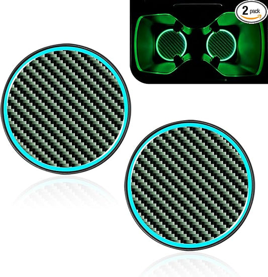 2PCS Car Cup Holder Coaster, Car Cup Holder Insert, 2.83" Insert Water Bottle Holder Pads, Auto Accessories Non-Slip Luminous Cover Scratches Automotive Coasters Universal for Most Vehicles