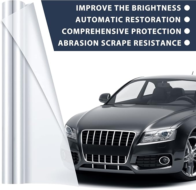 Tallew 12 x 120 Inches Paint Protection Film for Cars Clear Vinyl Wrap for Headlight Bumper Door Handle Bike Frame Mirror