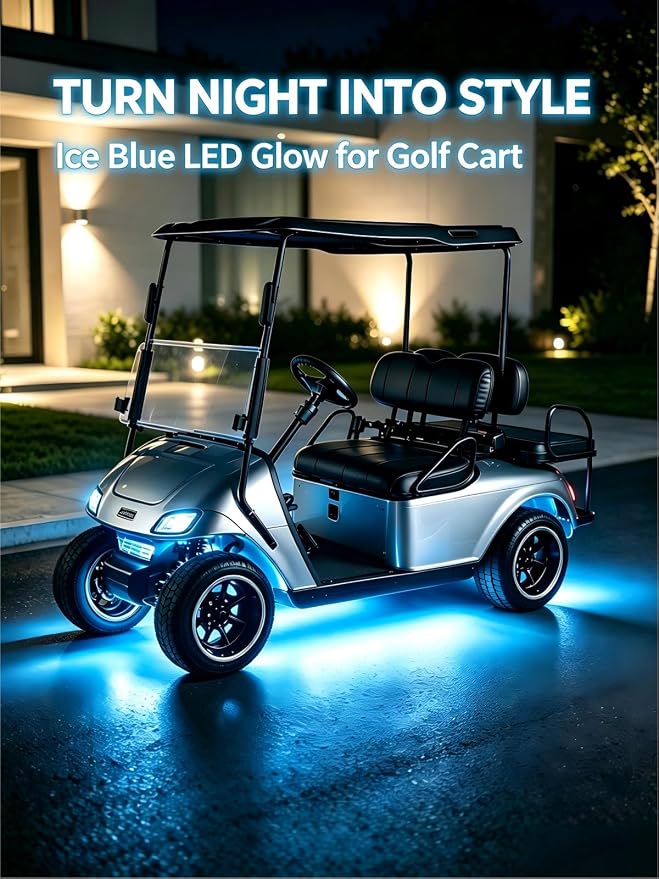 YM E-Bright Ice Blue Underglow LED Strip Lights 4 Pcs 27cm IP67 Waterproof | Adopts 5050 15SMD chips, DC12V low voltage, suitable for car, motorcycle, golf cart interior & exterior decorative lighting