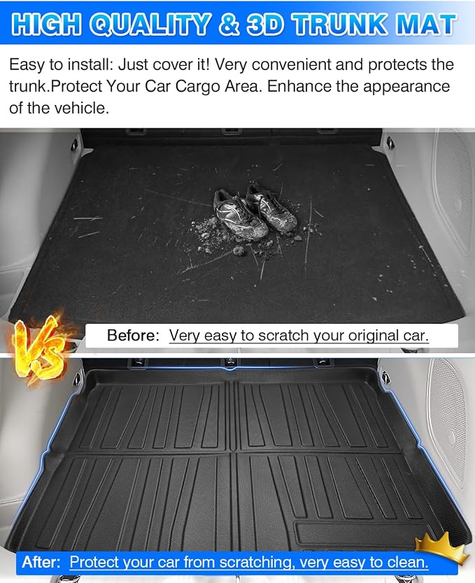 Cargo Liner for Jeep Compass 2017-2025 All Weather Trunk Mat for Compass Accessories Cargo Mat TPE Heavy Duty Anti-Slip