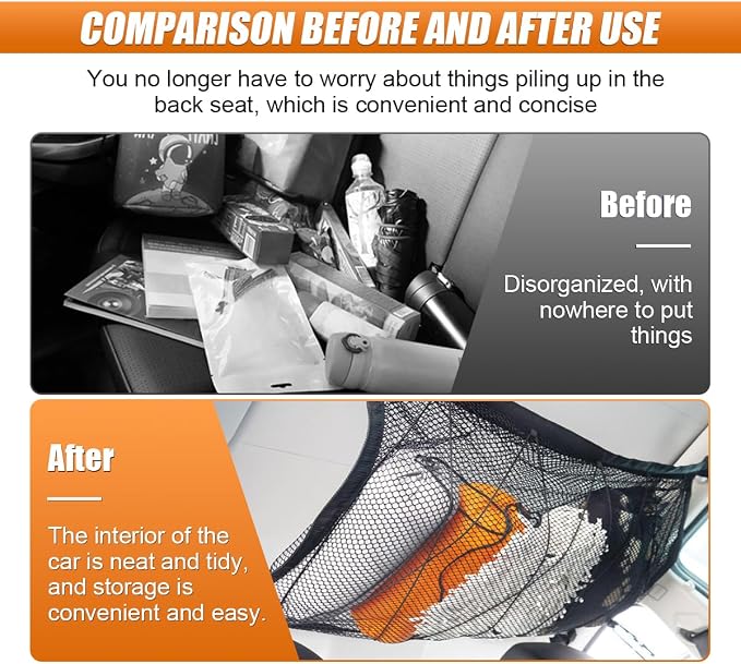 35.4"×25.6" Car Ceiling Cargo Net - Adjustable Buckle Car Roof Mesh Storage Organizer- Double Layer Roof Cargo Pocket Auto Roof Cargo Storage Net for Car SUV Camping Road Trip Essentials (35.4"×25.6")