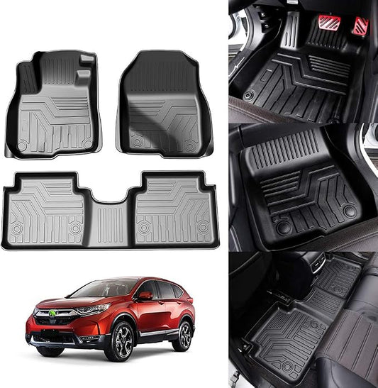 KUST Floor Mats for 2017-2022 Honda CR-V (Include Hybrid), All Weather Floor Liners CRV Accessories Front Rear 2 Rows Car Mats TPE Rubber Raised Edge