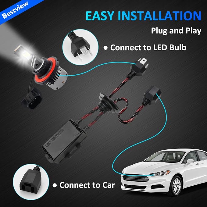 H4 9003 LED Canbus Decoder: 2PCS H4 9003 Anti Flicker Harness/Load Resistor with Waterproof Rubber Ring for Led Headlight Bulb, Canbus Decoders Error Free, LED Warning Canceller Resistor Adapter