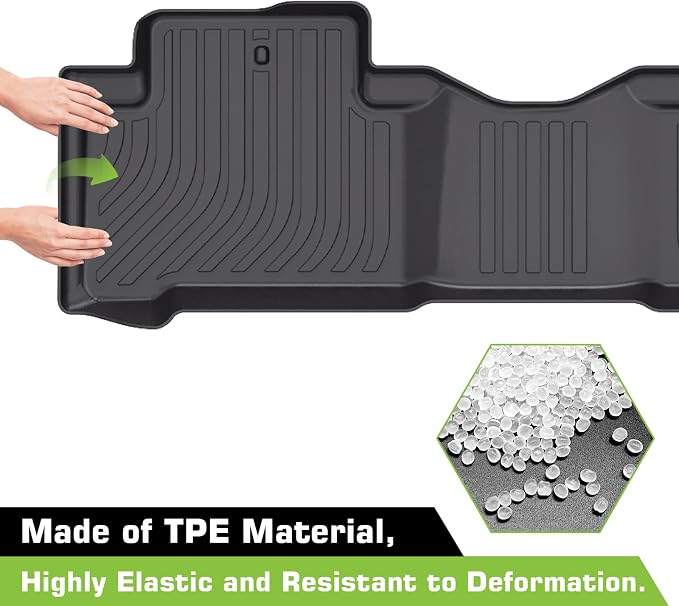 Floor Mats for Honda Pilot 2009-2015 (Fit for EX/EX-L/LX/SE/Touring) | TPE Waterproof Non-Slip All Weather Protection Custom, Floor Mats & Cargo Liner & Seatback Mat (with Velcro)
