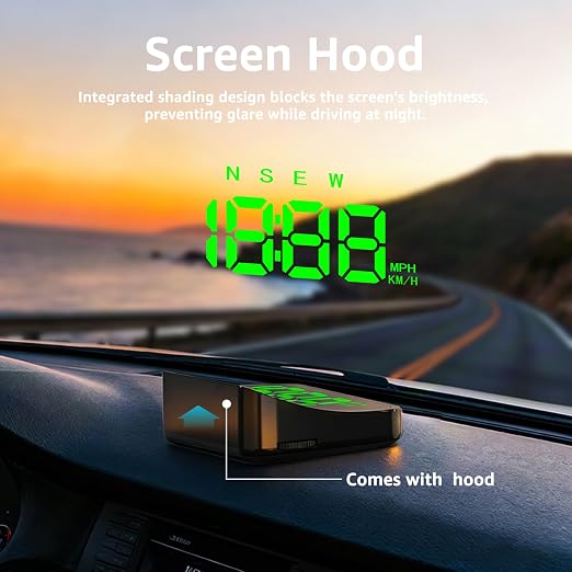 Heads up Display for Cars Windshield, Car HUD Display, HUD for Cars | USB Plug & Play, MPH/KMH Switch, Speed Calibration, Adjustable Brightness, Overspeed Alert, Large Font Display
