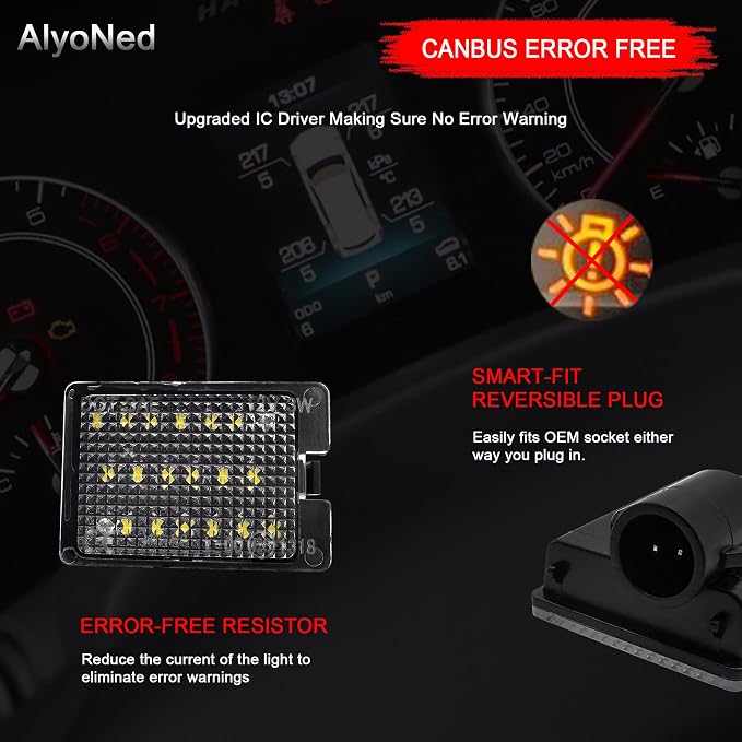AlyoNed LED License Plate Lights Tag Lamp Assembly Compatible with Dodge Durango 2014-2022 Pickup Truck, Clear Lens 6500K White