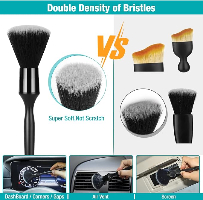 Luscinum Car Interior Duster Detailing Cleaning Gel Brushes Kit, | Soft Dust Detail Crevice Brush Slime Putty Cleaner Accessories Tools for Dashboard,Air Vent,Panel,Leather
