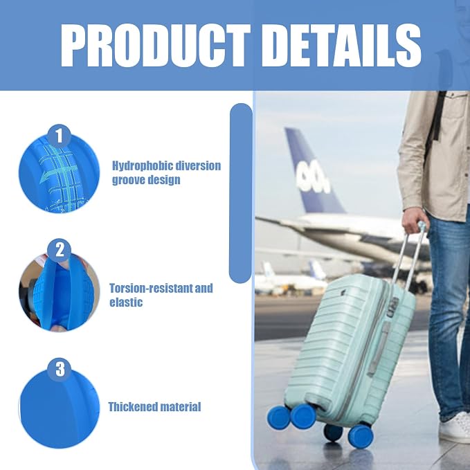 16 Pcs Luggage Wheel Covers, Silicone Full Wrap Suitcase Caster Protector, Noise Reduction Anti Slip Spinner Swivel Tires Replacement Parts For Travel Bags
