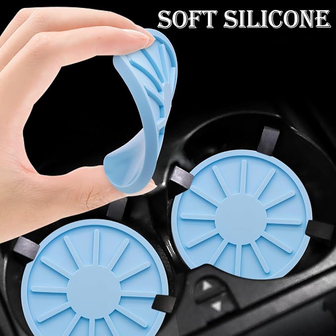 2-Piece Non-Slip Car Cup Holder Coaster – 2.75 Inch Auto Insert, Universal Fit for Cars & SUVs – Durable & Easy to Clean Drink Mat (Blue)