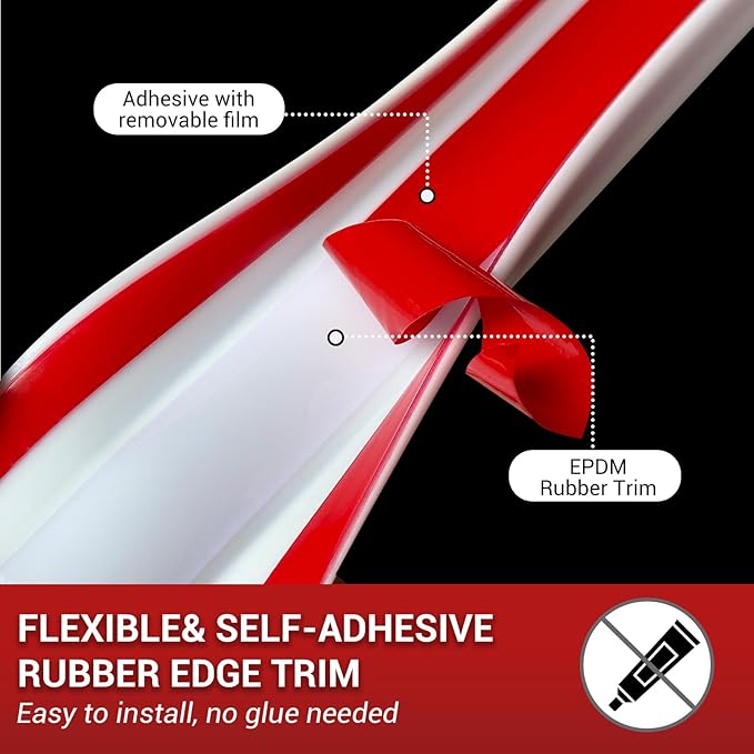 Rubber Edge Trim, Flexible Self-Adhesive U Shaped Peel and Stick Edge Banding, 2"(50.8mm) Big Size U Channel Edge Protector, Baby Proof Edge Guards for Woods, Plywood, Furniture, 20Ft, White