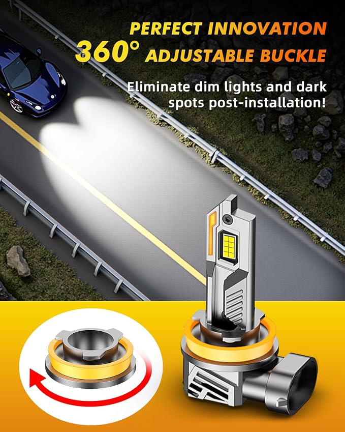 Termitor H11/H8/H9 + 9005/HB5 Light Bulbs Combo, 100,000LM 16X Ultra-Bright, 6500K Cool White, 1:1 Mini Size, 90K+ Hrs Service Life, H11 9005 Off-Road Fog Light, Plug-N-Play, Special Bulbs, Pack of 4