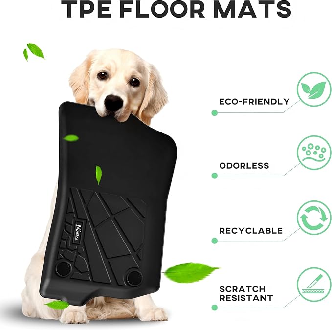 KARPAL Floor Mats for Jeep Gladiator JT 2020-2025 2026, All Weather TPE Custom Fit Floor Liners Car Mats Accessories, Front & 2nd Row
