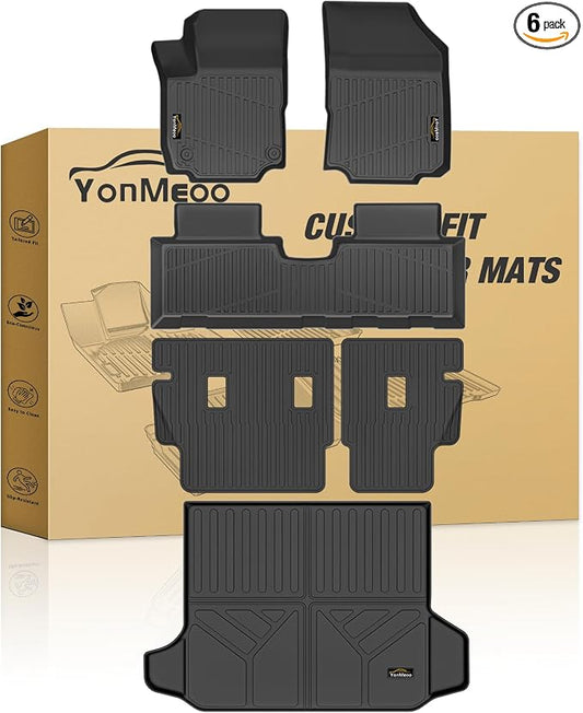 Floor Mats Custom for Equinox/Terrain 2018-2024 | All Weather TPE Rubber Floor Liners, Cargo Liner, Backrest Mat Full Set for Equinox Accessories