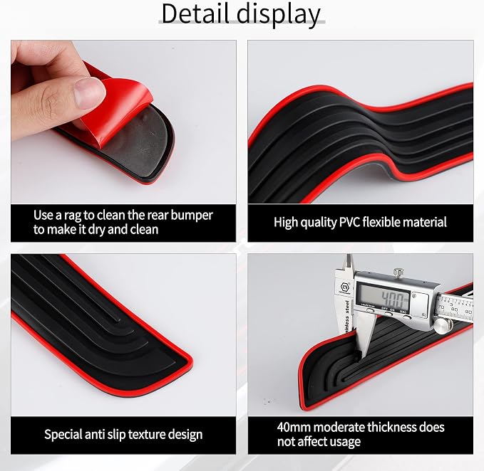 SINGARO Car Door Threshold Protection, 4PCS Door Edge Step Dust Shield Cover, Door Width 23.6x2.36inch Car/SUV Universal Rubber Scratch Resistant Exterior Accessories (Red borde)