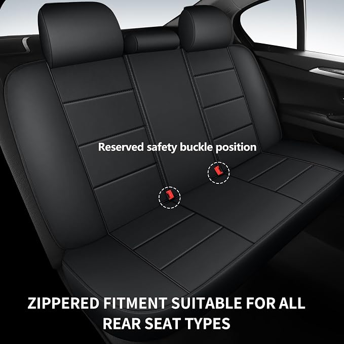 HChengkikz Car Seat Cover, Waterproof Faux Leather (Black) | Car Seat Protectors, Quilting, Easy to install, Airbag Compatible, Universal Fit for Most Suvs, Trucks, SUVs