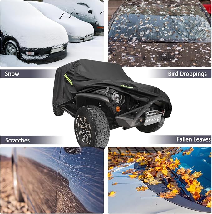 Waterproof Cover for Jeep Wrangler 2-Door with Driver Door Zipper | Jeep Wrangler 2-Door Fit，Waterproof Cover，All-Weather Protection，Driver Door Zipper，Dust & UV Resistant