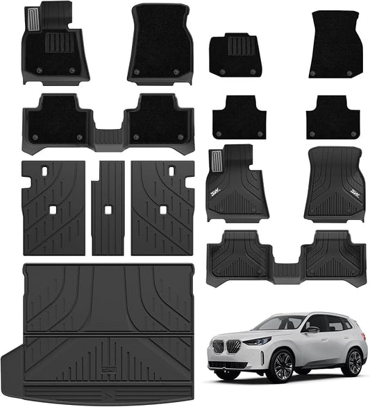 3W Floor Mats & Cargo Liner Fit for 2025 2026 BMW X3 G45 with Seatback Protector Mats Cover, Metal Pedal & Carpets, Double Layers, Trunk Mat TPE All Weather Car Accessories Full Set, 30/50M xDrive