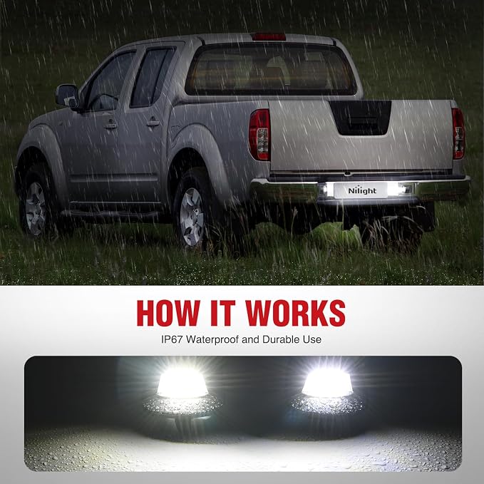 Nilight License Plate Lights Compatible with 1997 1998 1999 2010 2011 Dodge Dakota 2006-2009 Mitsubishi Raider with Black Housing 6000K White 2PCS Pack