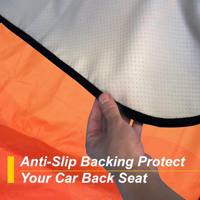 Back Seat Cover for Car Trucks Van SUV Jeep,Waterproof Rear Bench Towel Seat Covers for Dogs and Kids,Automotive Backseat Protector (Orange)