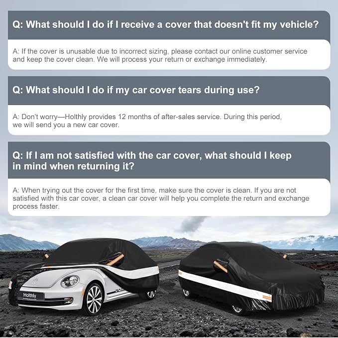 10 Layers Sedan/Coupe Car Cover Custom Fit for Volkswagen Beetle (1938-2019), Waterproof All Weather for Automobiles, Outdoor Full Cover Sun Dust Rain Protection with Cotton. Black