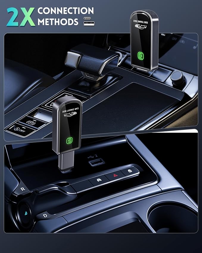 Amzfeel Wireless CarPlay Adapter for Apple iPhone iOS 10+ & Cars from 2015+, Mini Edition, Convert Factory Wired to Wireless CarPlay Dongle Plug & Play GPS Digital Media Receiver (Brushed Cobalt Blue)