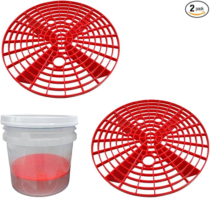 Yourkar 2 PCS Car Wash Bucket Inserts, Plastic Vehicle Wash Bucket Insert Detail Grit Trap, Auto Wash Dirt Collectors Fits 12 Inch Diameter Bucket, Universal Car Accessories (Red)