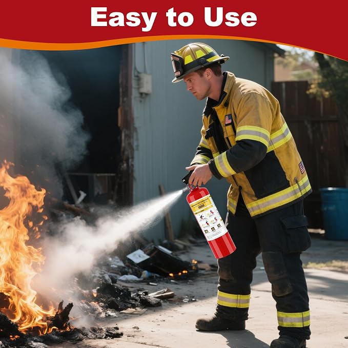 ABC Fire Extinguisher for Home 1-A:10-B:C Rated Dry Chemical Extinguisher | Extintor Para Carro Fire Safety Equipment with Quick-Release Handle for Kitchen, Business, Vehicle