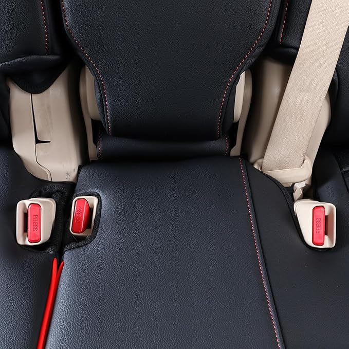 EKR Car Seat Covers Custom Fit for Toyota 4Runner(7 Seats) Full Set | for Toyota 4 Runner 2025-2026 Seat Covers for SUV,Airbag Compatible,Pet-resistant,Faux Leather(Black with Red Piping)