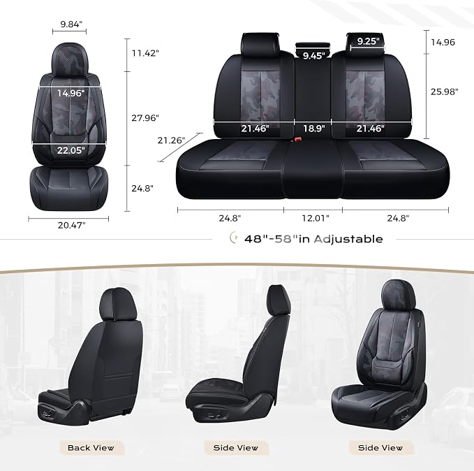 Coverado Car Seat Covers, Seat Covers for Cars, Waterproof Leather Auto Seat Protectors, Leather Car Seat Cushion, Car Interiors Accessories Universal Fit for Most Cars