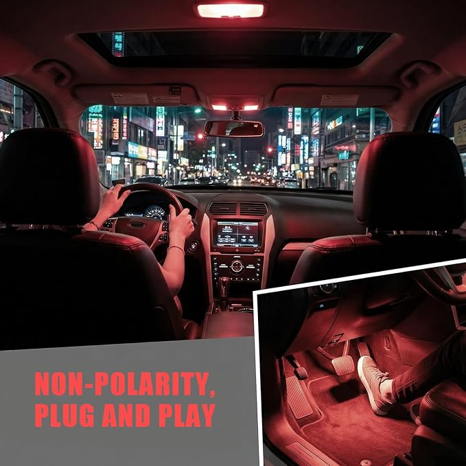 24 PCS Car Interior LED Lights Kit 194 T10 DE3175 578 31mm 41mm LED Bulbs Interior Replacement Bulbs for Car Map License Plate Door Side Marker Dome Light (Red)