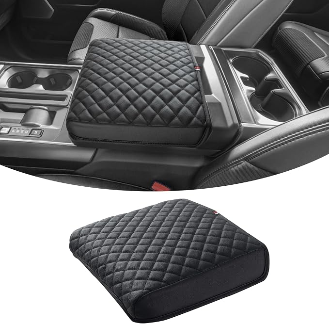 JDMCAR Armrest Cover Compatible with 2021-2025 2026 F150 PU Leather Car Interior Accessories, Customized Anti-Scratch Leather Armrest Lid Protector Pad (Work Surface Console Only)