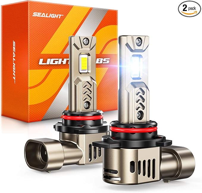 SEALIGHT L2S 9012 LED Light Bulbs, 10X 45000LM Super Brighter 6500K Cool White, 9012/HIR2 LED Bulb with 25000RPM Fan, 1:1 Mini Size, 70000Hrs Long Lifespan with IP68, Plug N Play, Pack of 2