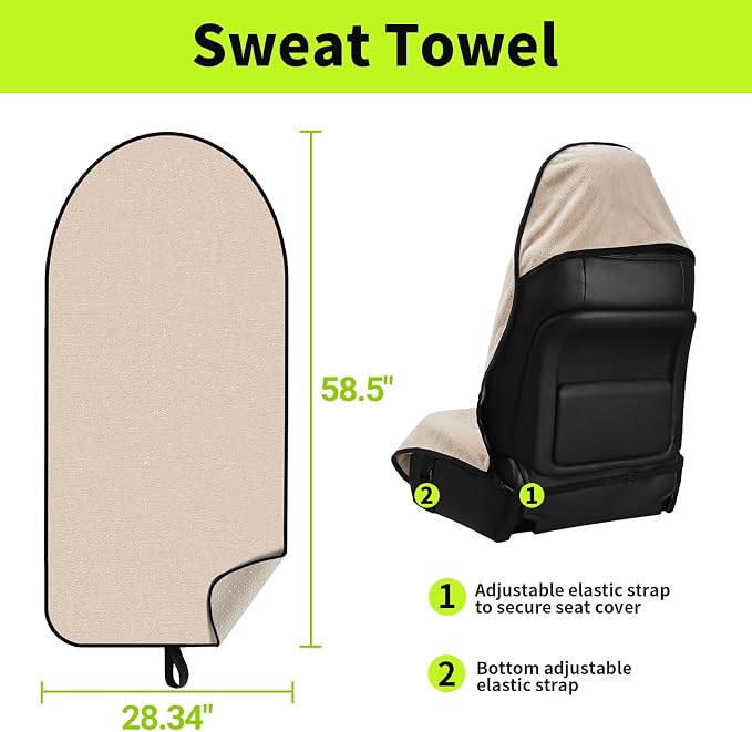 Leader Accessories Waterproof Towel Car Seat Cover, Front Bucket, Beige | Universal Non-Slip, Fits Car Truck SUV, Machine Washable, For Dog & Kid, Pets, Yoga, Gym, Beach, Swimming, Outdoor Sports