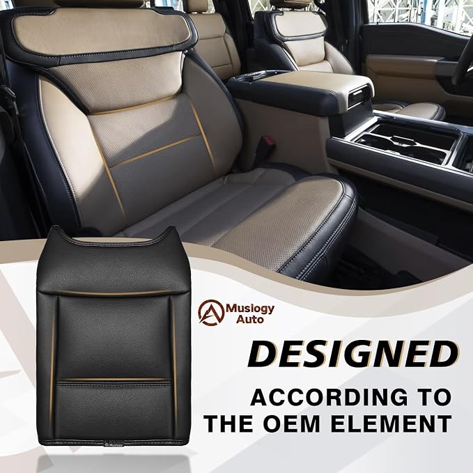 Muslogy Center Console Armrest Cover Fit for Ford F250 F350 F450 2023-2025 2026 Super Duty Accessories, Comfort Armrest Pad Console Lid Cushion Vegan Leather Regular Thick(Bucket Seat ONLY)