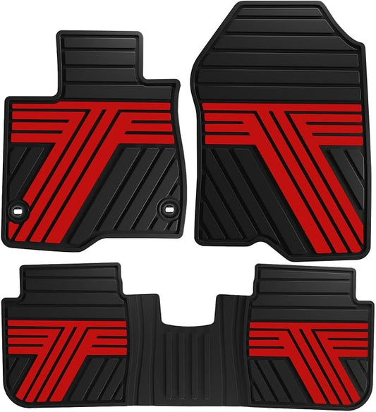 Rubber Floor Mats for Honda CR-V 2026 2025 2024 2023 (Gasoline & Hybrid) | All Weather Custom Fit Heavy Duty Car Mats for CRV, 1st & 2nd Row, Black & Red
