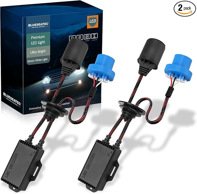 2PCS 9007/HB5 LED Light Canbus Decoder: Anti Flicker Harness, Resistor Decoders Error Free, LED Warning Canceller Resistor Adapter, 9007 Canbus Decoder Upgrade with Waterproof Rubber Ring