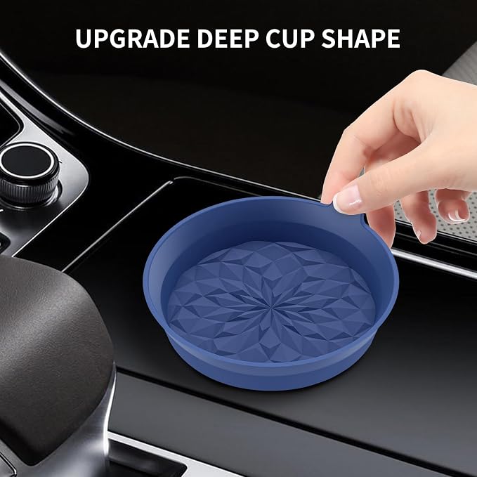 ME.FAN Car Cup Coasters [4 Pack] Silicone Cars Coasters - Universal Non-Slip Recessed Interior Accessories - Cup Holder Inserts Navy Blue