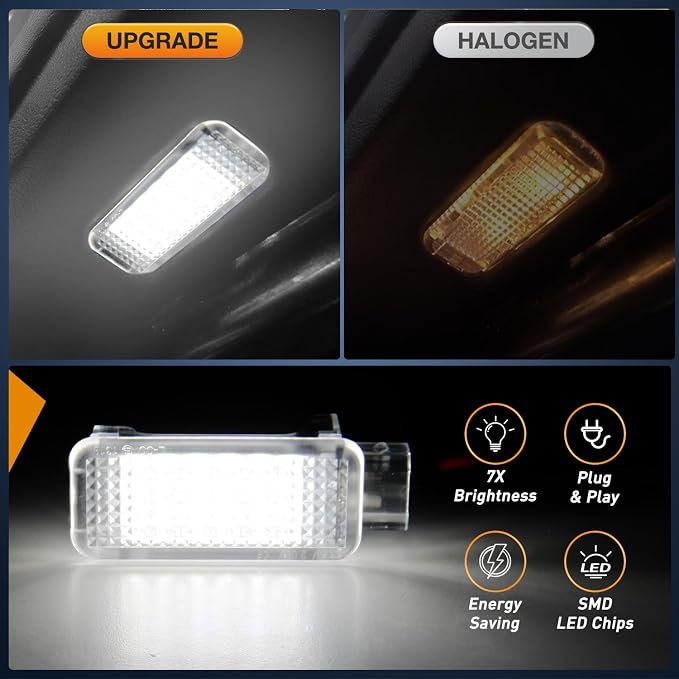 Nilight 2PCS LED Interior Door Panel Light Courtesy Warning Lights White Beam Plug and Play Compatible with Audi A3 A4 A5 A6 A7 S3 S4 S5 S6 S7 Q5 Q7 TT OEM Replacement CANbus Error Free