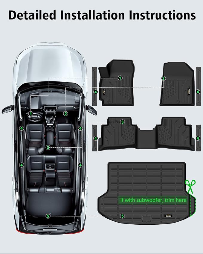 Floor Mats & Cargo Liner Custom for Kia Seltos 2021-2025 2026, Door Sill Protectors, All Weather TPE Anti-Slip 1st & 2nd Row & Trunk Mat for Seltos 2025 Accessories, Black (Upper Cargo Floor Liner)
